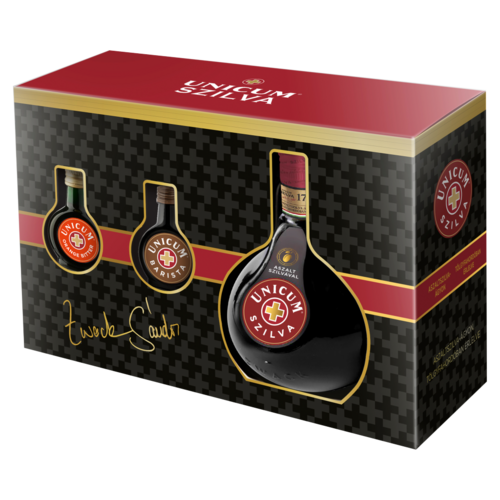 Zwack Unicum Szilva gyógynövénylikőr 34,5% 0,7 l+Orange Bitter 34,5% 0,04 l+Barista 34,5% 0,04 l