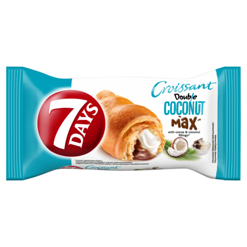 7days Double Coconut Max Croissant Kakaós Töltelékkel és Kókuszos Töltelékkel 80 G