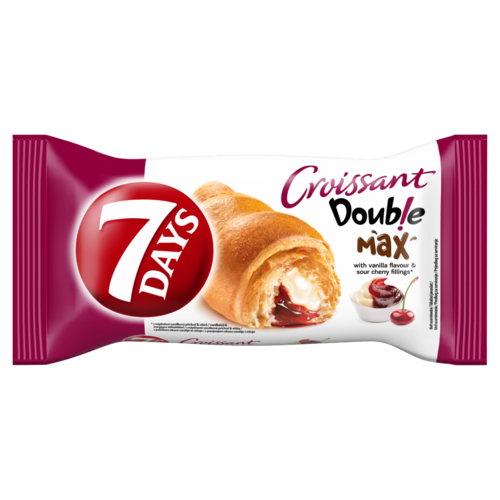 7days Double Max Croissant Vaníliaízű Töltelékekkel és Meggyes Töltelékekkel 80 G