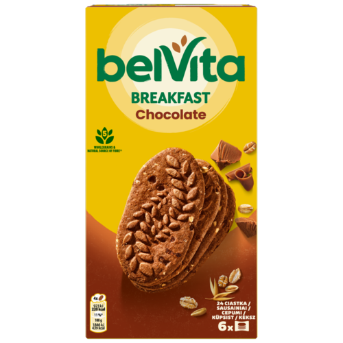 Belvita Kakaós, Gabonás Keksz Csokoládédarabokkal 6 X 50 G (300 G)