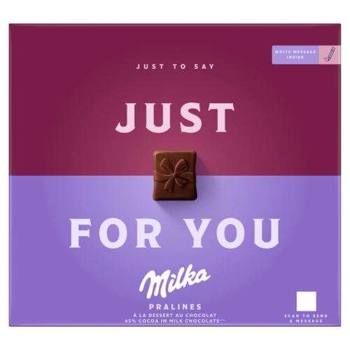 Milka Just For You Magas Kakaótartalmú Tejcsokoládé Praliné Kakaós Krémtöltelékkel 110 G