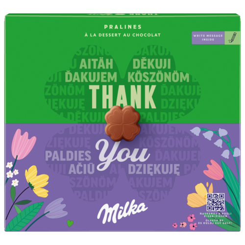 Milka Thank You Alpesi Tejcsokoládé Praliné Kakaós Krémtöltelékkel 110 G