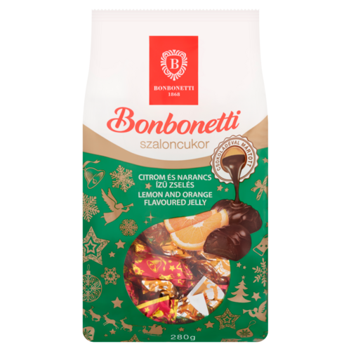 Bonbonetti étcsokoládéval mártott citrom és narancs ízű zselés szaloncukor 280 g