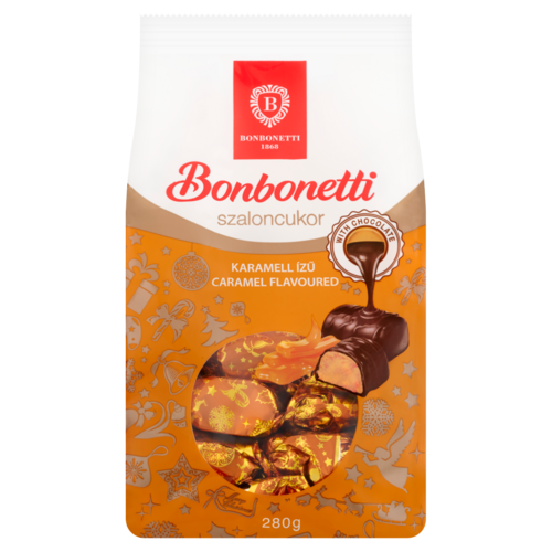 Bonbonetti étcsokoládéval mártott karamell ízű szaloncukor 280 g