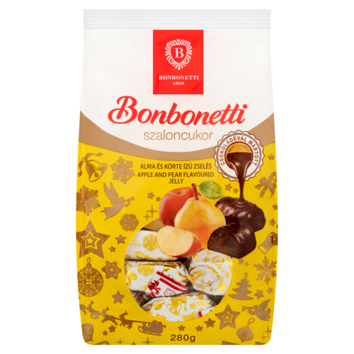 Bonbonetti étcsokoládéval mártott alma és körte ízű zselés szaloncukor 280 g