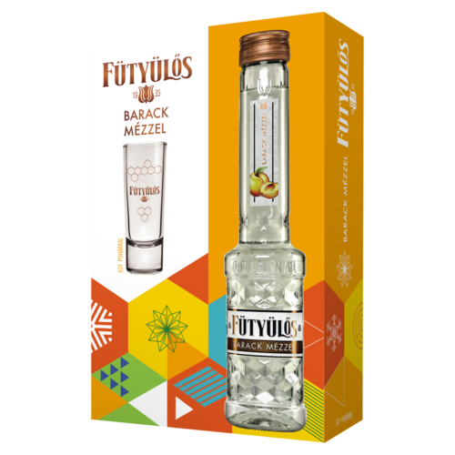 Fütyülős barack mézzel ízű likőr 24,5% 0,5 l + 1 db pohár