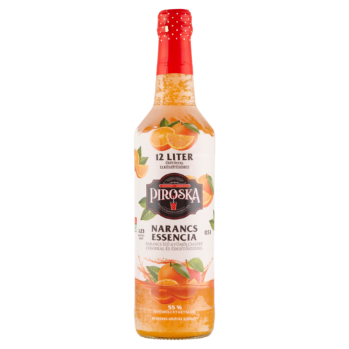 Piroska Narancs Essencia narancs ízű gyümölcsszörp cukorral és édesítőszerrel 0,5 l