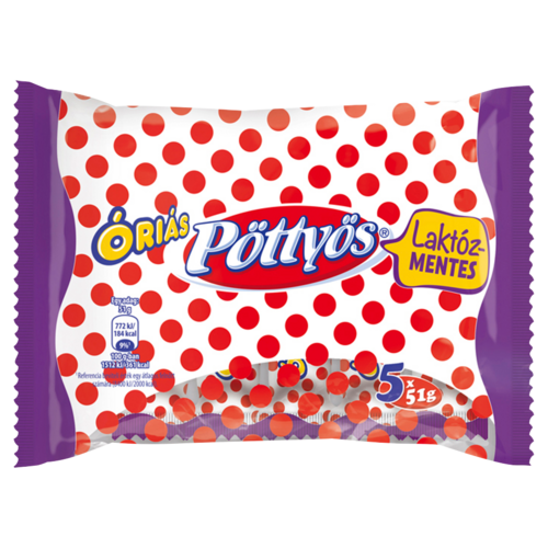 Pöttyös laktózmentes natúr desszertkészítmény kakaós étbevonattal 5 x 51 g (255 g)