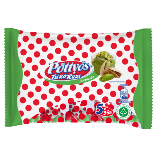 Pöttyös Túró Rudi pisztáciás túródesszert kakaós étbevonattal, pisztáciás töltelékkel 5 x 35 g