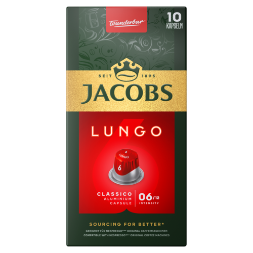 Jacobs Lungo Classico őrölt-pörkölt kávé kapszulában 10 db 52 g