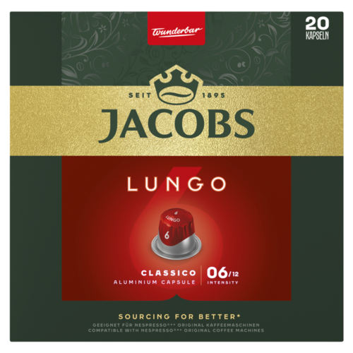 Jacobs Lungo Classico őrölt-pörkölt kávé kapszulában 20 db 104 g