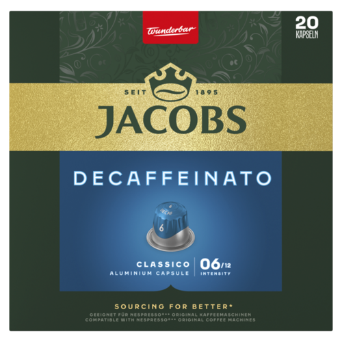 Jacobs Decaffeinato Classico koffeinmentes őrölt-pörkölt kávé kapszulában 20 db 104 g
