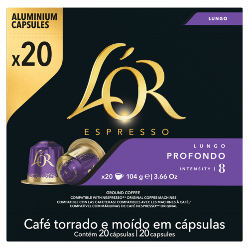 L'OR Espresso Lungo Profondo őrölt-pörkölt kávé kapszulában 20 db 104 g 