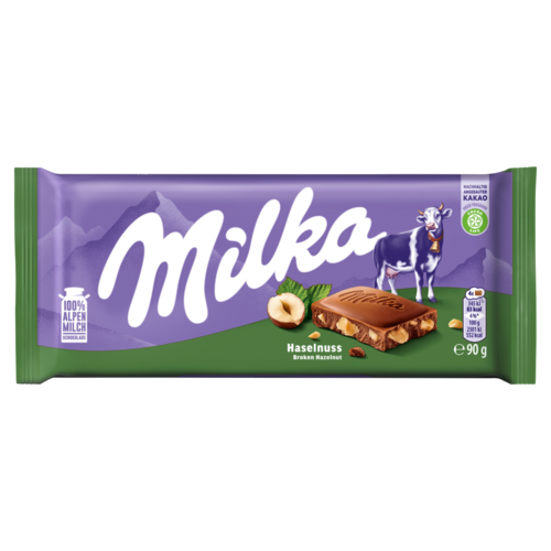 Milka alpesi tej felhasználásával készült tejcsokoládé törtmogyoróval 90 g