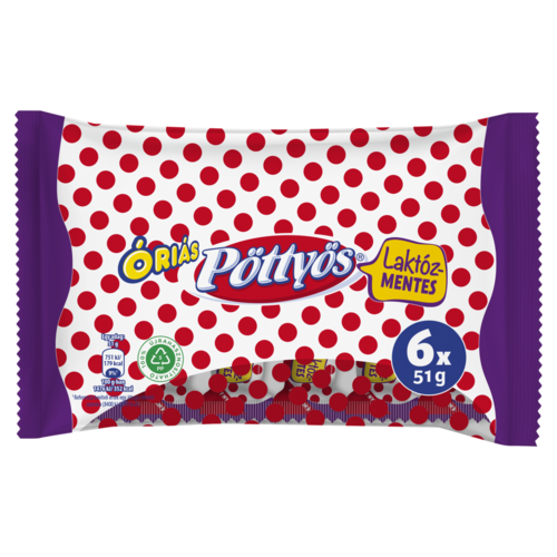 Pöttyös Óriás Túró Rudi laktózmentes natúr desszertkészítmény kakaós étbevonóval 6 x 51 g (306 g)