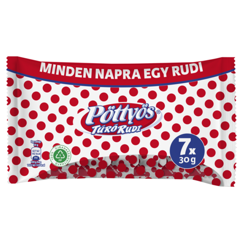 Pöttyös Túró Rudi natúr túródesszert kakaós étbevonóval 7 x 30 g (210 g)