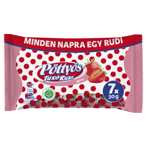 Pöttyös Túró Rudi epres túródesszert kakaós étbevonóval 7 x 30 g (210 g)
