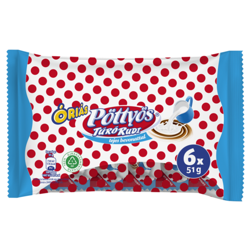 Pöttyös Óriás Túró Rudi natúr túródesszert tejes bevonattal 6 x 51 g (306 g)