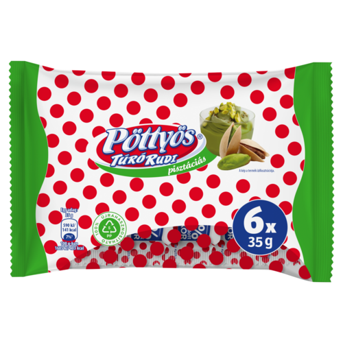 Pöttyös Túró Rudi pisztáciás túródesszert kakaós étbevonóval 6 x 35 g (210 g)