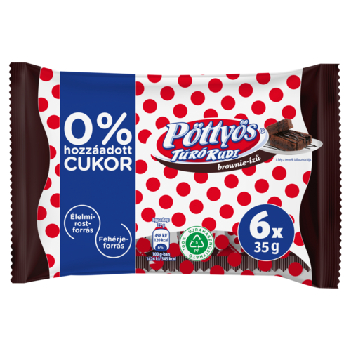 Pöttyös Túró Rudi brownie-ízű túródesszert kakaós étbevonattal, édesítőszerekkel 6 x 35 g (210 g)
