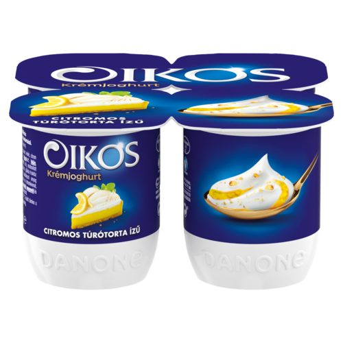 Danone Oikos citromos túrótortaízű, élőflórás krémjoghurt 4 x 125 g