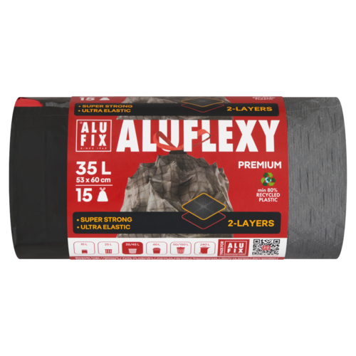 Aluflexy Prémium ultraerős zárószalagos szemeteszsák 35 l 15 db
