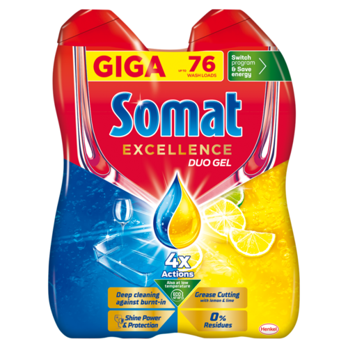 Somat Excellence Duo Gel Grease Cutting Lemon 2 x 684 ml