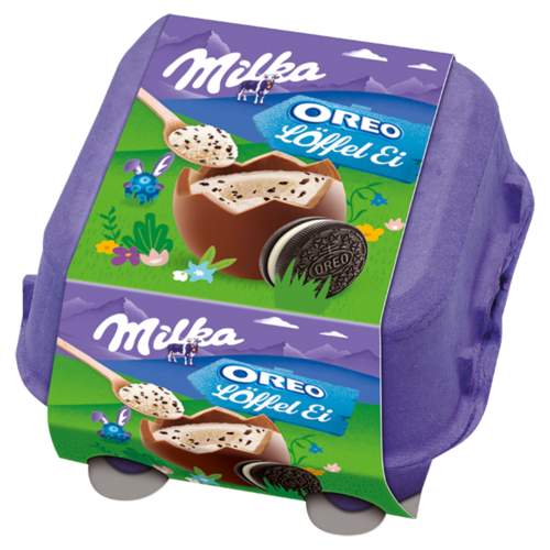 Milka Egg 'n' Spoon Oreo tejcsokoládé tejes krémtöltelékkel, kakaós kekszdarabokkal 4 x 32 g (128 g)