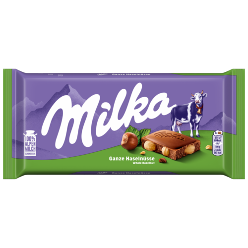 Milka alpesi tej felhasználásával készült tejcsokoládé egész mogyoróval 95 g