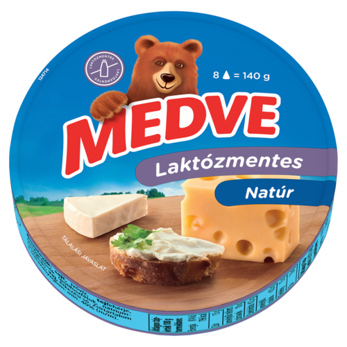 Medve laktózmentes natúr kenhető, félzsíros ömlesztett sajt 8 x 17,5 g (140 g)