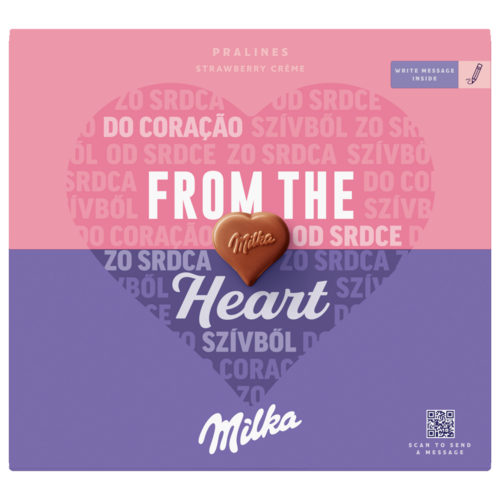 Milka I love Milka alpesi tejcsokoládé praliné epres töltelékkel 20 db 110 g