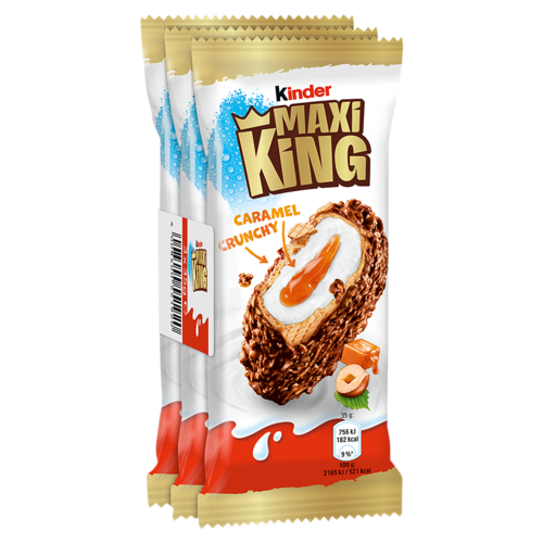 Kinder Maxi King lágy karamellás és tejes krémmel töltött ostya 3 x 35 g (105 g)