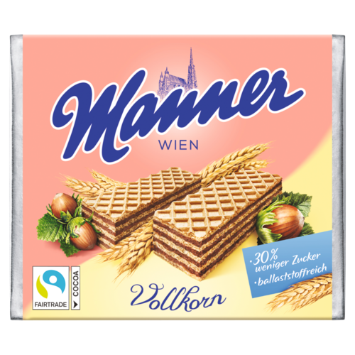 Manner mogyorókrémmel töltött teljes kiőrlésű lisztből készült ropogós ostyaszelet 75 g