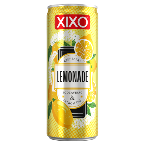 XIXO Lemonade bodzavirág- és citromízű, szénsavas üdítőital cukorral és édesítőszerekkel 250 ml