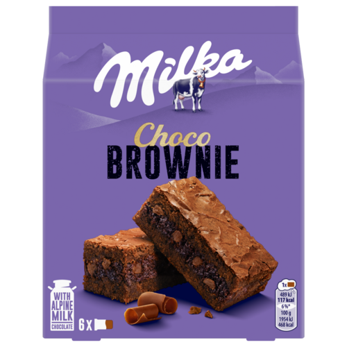 Milka Choco Brownie sütemény alpesi tejcsokoládéval és tejcsokoládé darabokkal 6 db 150 g