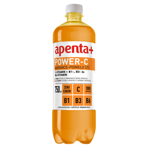 Apenta+ Power-C narancs-pomelo ízű szénsavmentes, energiamentes üdítőital édesítőszerekkel 750 ml