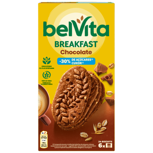 Belvita kakaós, gabonás keksz csokoládédarabokkal 30% kevesebb cukorral 6  50 g (300 g)