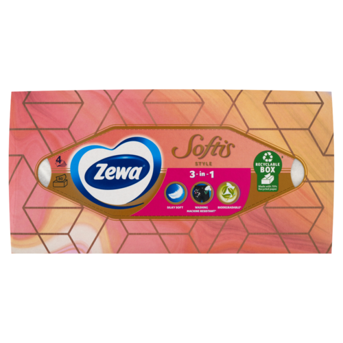 Zewa Softis Style illatmentes dobozos papír zsebkendő 4 rétegű 80 db