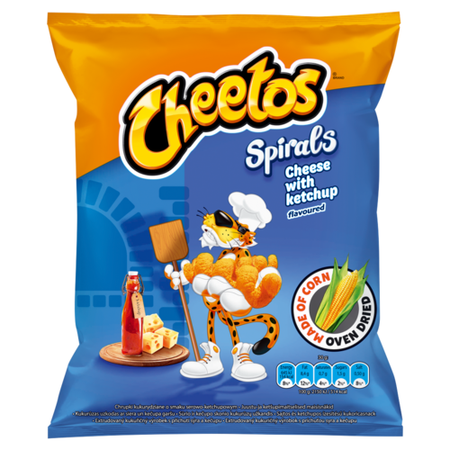 Cheetos Spirals sajtos és ketchupos ízesítésű kukoricasnack 30 g