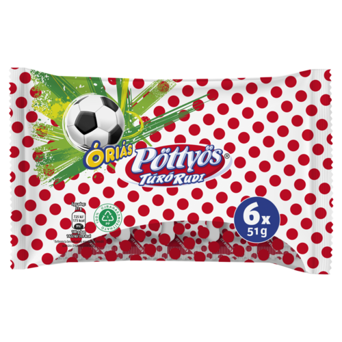 Pöttyös Óriás Túró Rudi natúr túródesszert kakaós étbevonóval 6 x 51 g (306 g)