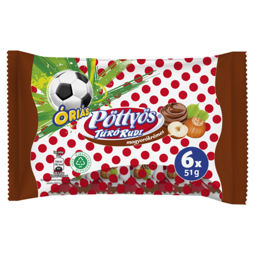 Pöttyös Óriás Túró Rudi mogyorókrémes túródesszert 6 x 51 g (306 g)