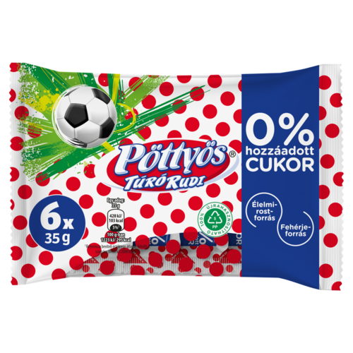 Pöttyös Túró Rudi natúr túródesszert kakaós étbevonattal, édesítőszerekkel 6 x 35 g (210 g)