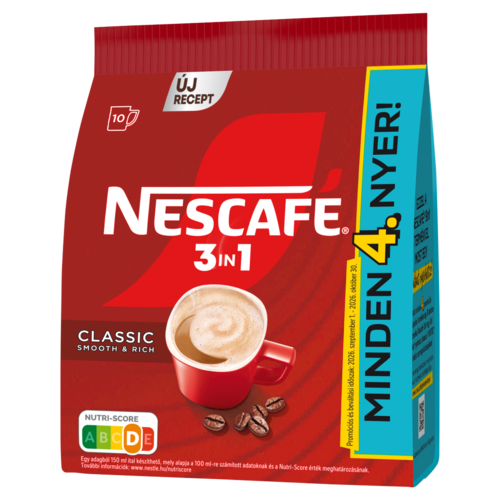 NESCAFÉ 3in1 Classic Smooth & Rich azonnal oldódó kávéspecialitás 10 x 15,5 g (155 g)