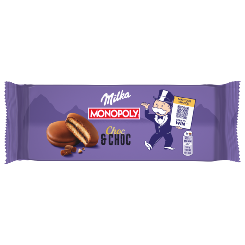 Milka Choc & Choc alpesi tejcsokoládéval mártott puha piskóta kakaós töltelékkel 150 g