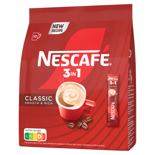 NESCAFÉ 3in1 Classic Smooth & Rich azonnal oldódó kávéspecialitás 10 x 15,5 g (155 g)