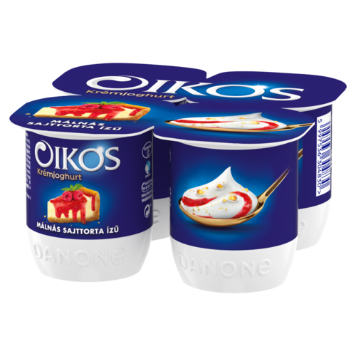 Oikos málnás sajttorta ízű élőflórás krémjoghurt 4 x 125 g (500 g)