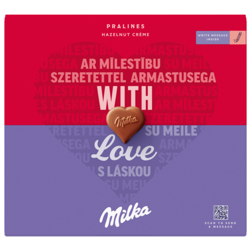 Milka alpesi tej felhasználásával készült tejcsokoládé praliné mogyorós krémtöltelékkel 110 g