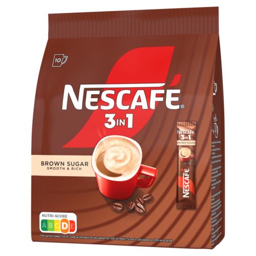 NESCAFÉ 3in1 Brown Sugar azonnal oldódó kávéspecialitás barna cukorral 10 x 16,5 g (165 g)