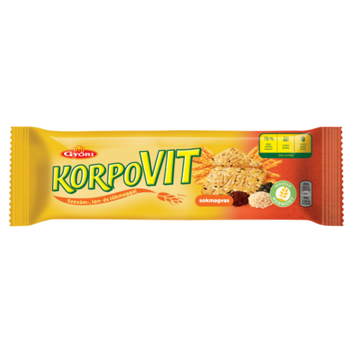 Győri Korpovit ropogós, édes keksz teljes kiőrlésű gabonával és magokkal 174 g