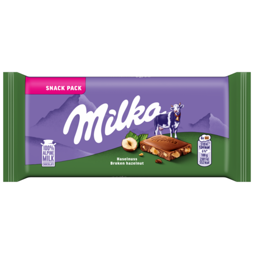 Milka alpesi tej felhasználásával készült tejcsokoládé törtmogyoróval 45 g